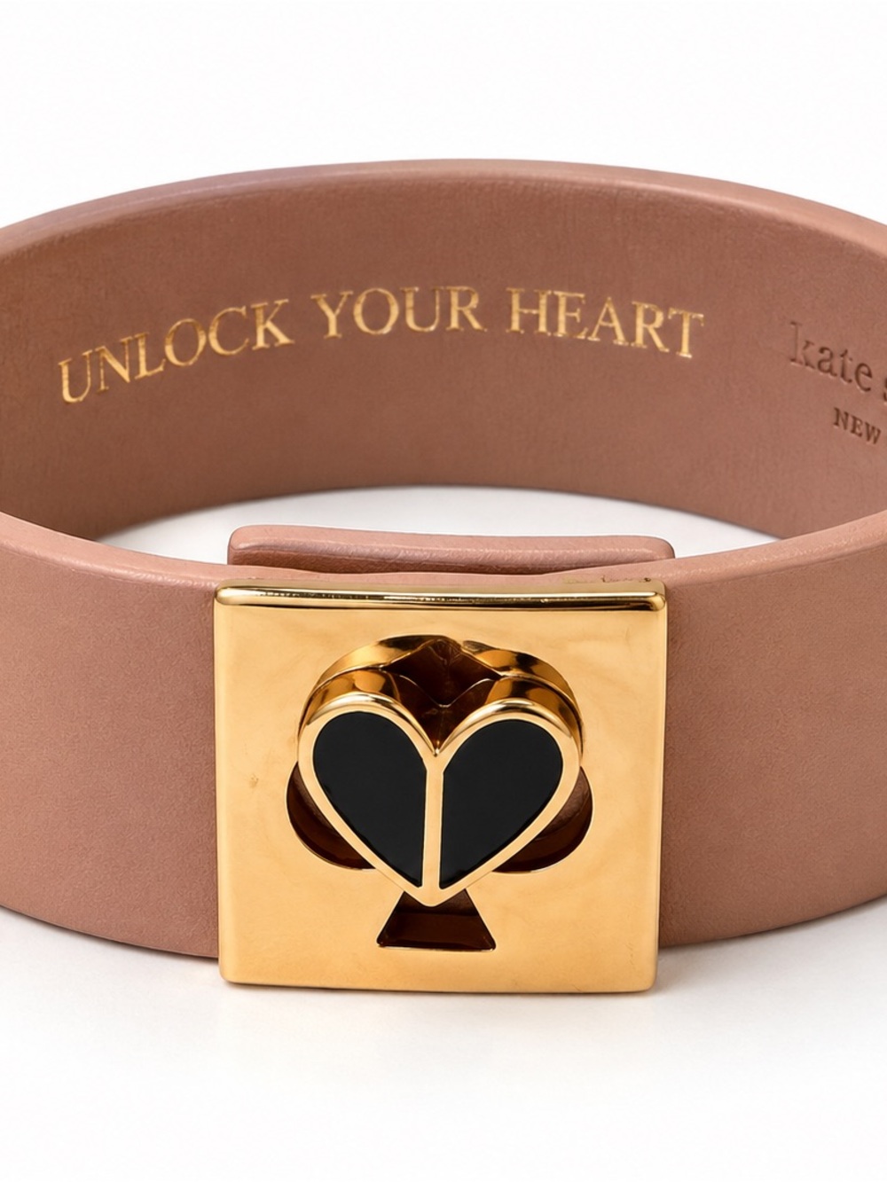 Kate Spade “ unloads your heart “ leather turn lock bracelet